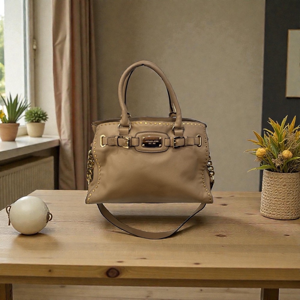 Michael Kors  Whipped Stitch Tan Hamilton Satchel Bag